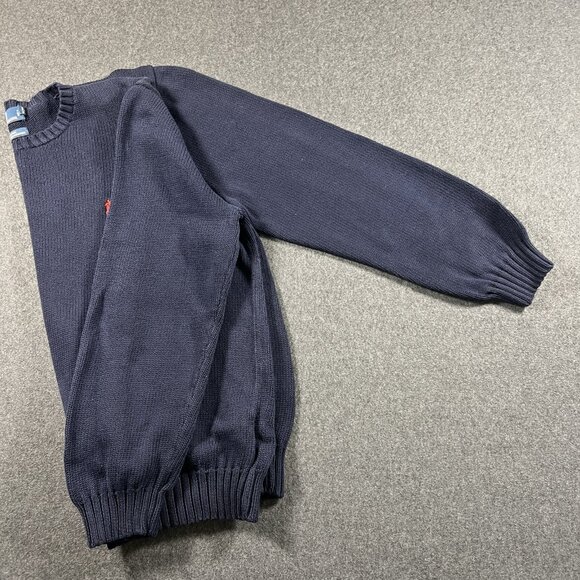 VTG Polo By Ralph Lauren Sweater Mens XL Navy Red Pony Crew Neck 100% Cotton - Picture 15 of 16